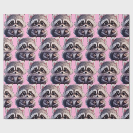 Raccoon bosdieren bos vrienden cadeaupapier (Vlak)