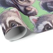 Raccoon bosdieren bos vrienden cadeaupapier (Rol Hoek)