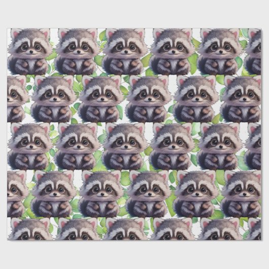 Raccoon bosdieren bos vrienden cadeaupapier (Vlak)