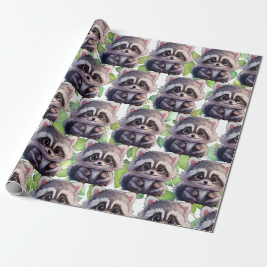 Raccoon bosdieren bos vrienden cadeaupapier (Uitgerold)