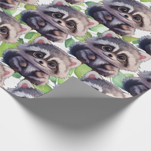 Raccoon bosdieren bos vrienden cadeaupapier (Hoek)