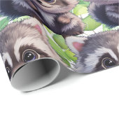 Raccoon bosdieren bos vrienden cadeaupapier (Rol Hoek)