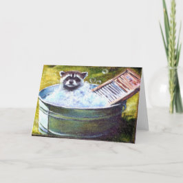 Raccoon Bubble Bath blanco wenskaart Bedankkaart