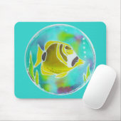 Raccoon Butterfly Fish Batik Art Muismat (Met muis)