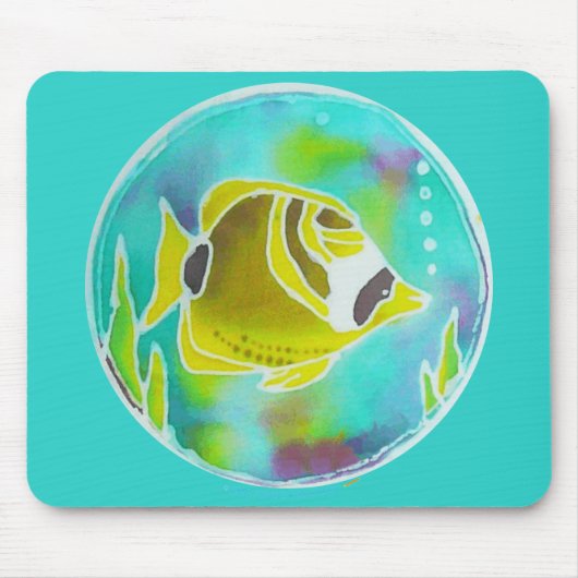 Raccoon Butterfly Fish Batik Art Muismat (Voorkant)