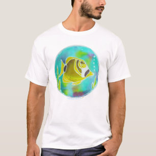 Raccoon Butterfly Fish Batik Art T-shirt