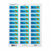 Raccoon Butterflyfish in Blue Aquarium Water Etiket (Full Sheet)