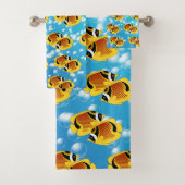 Raccoon Butterflyfish in bubelwater Bad Handdoek (Insitu)