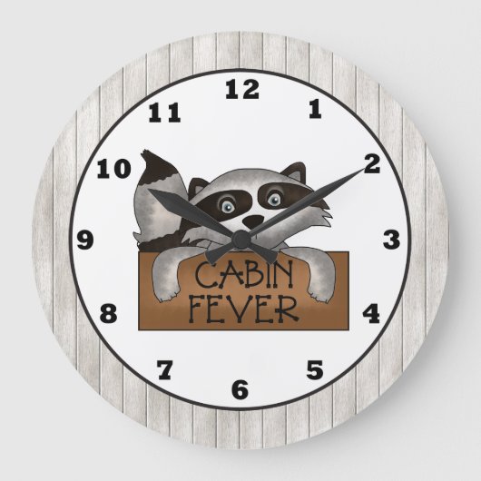 Raccoon Cabin Fever wandklok (Voorkant)