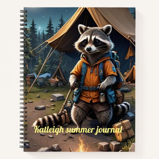 Raccoon camping avontuur notitieboek (Voorkant)