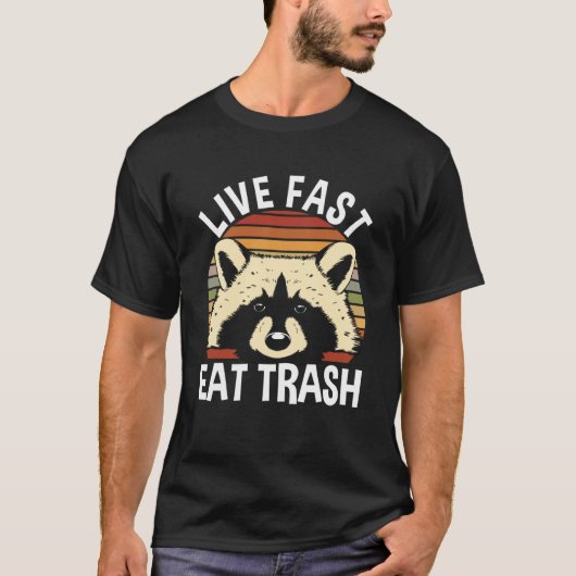 Raccoon Camping Live Fast Eat Trash T-shirt (Voorkant)