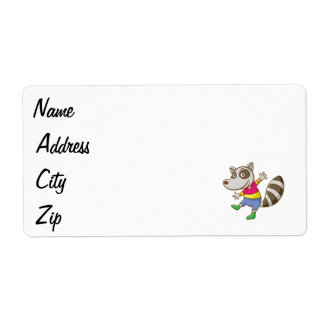 Raccoon cartoon etiket