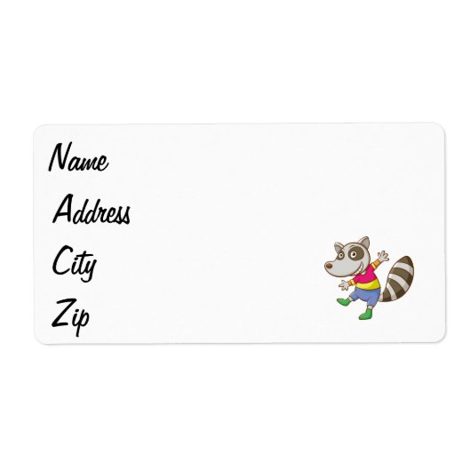 Raccoon cartoon etiket (Voorkant)