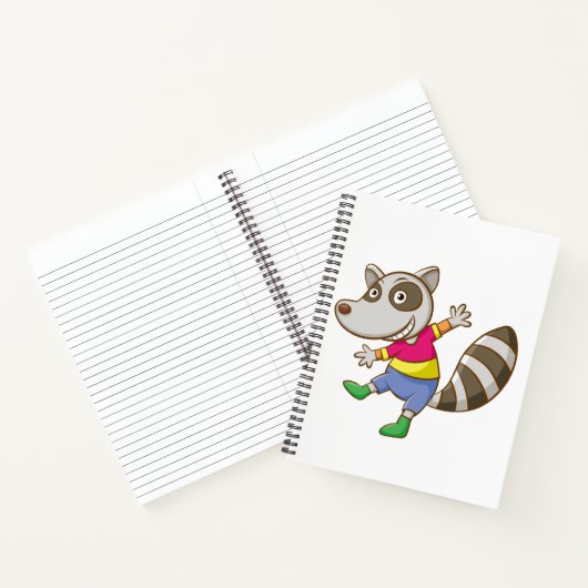Raccoon cartoon notitieboek (Binnen)