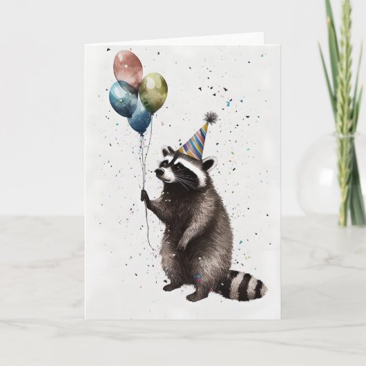 Raccoon Celebration Wenskaart Bedankkaart (Voorkant)