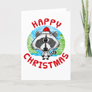 Raccoon Christmas Kaart Wildlife Natuur Funny