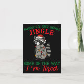 Raccoon Christmas Lights Pajama Holiday Santa Hat Kaart (Voorkant)