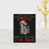 Raccoon Christmas Lights Pajama Holiday Santa Hat  Kaart (Gele Bloem)