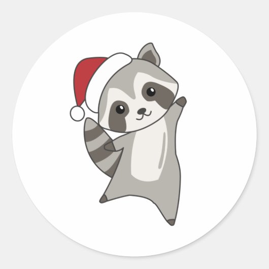 Raccoon Christmas Snow Winter Raccoons Ronde Sticker (Voorkant)