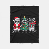 Raccoon Christmas Tree Light Santa Hat Xmas Family Fleece Deken (Voorkant)