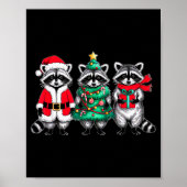 Raccoon Christmas Tree Light Santa Hat Xmas Family Poster (Voorkant)