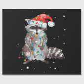Raccoon Christmas Tree Lights Pajama Racoon Lover Cadeaupapier (Vlak)