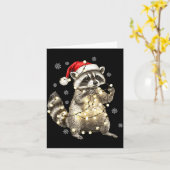 Raccoon Christmas Tree Lights Pajama Racoon Lover  Kaart (Gele Bloem)
