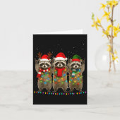 Raccoon Christmas Tree Lights Pajama Racoon Lover Kaart (Gele Bloem)