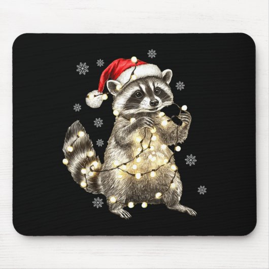 Raccoon Christmas Tree Lights Pajama Racoon Lover  Muismat (Voorkant)