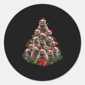 Raccoon Christmas Tree Lights Pajama Racoon Lover  Ronde Sticker (Voorkant)
