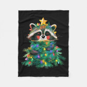 Raccoon Christmas Tree Pajamas Girls Boys Xmas Lig Fleece Deken (Voorkant)
