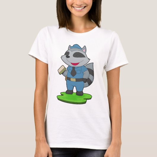 Raccoon Cop Sandwich Police T-shirt (Voorkant)
