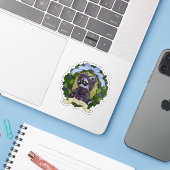 Raccoon Custom-Cut Vinyl Sticker (Laptop met iPhone)