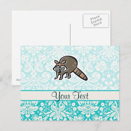 Raccoon; Cute Briefkaart (Voorkant / Achterkant)