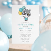 Raccoon Cute Waterverf Boy Baby shower Kaart