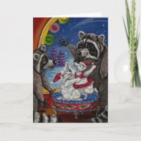 RACCOON Dancing Beer Music Box Note Kaart
