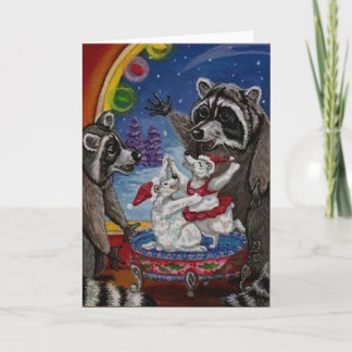 RACCOON Dancing Beer Music Box Note Kaart