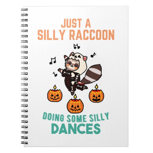 Raccoon Dancing Halloween Pumpkin Party Notitieboek (Voorkant)