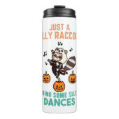 Raccoon Dancing Halloween Pumpkin Party Thermosbeker (Voorkant)