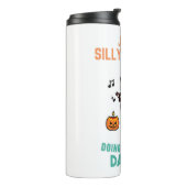 Raccoon Dancing Halloween Pumpkin Party Thermosbeker (Gedraaid links)