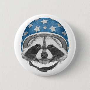 Raccoon Dareduivel Ronde Button 5,7 Cm