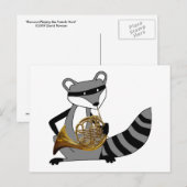 Raccoon die de Franse hoorn speelt Briefkaart (Voorkant / Achterkant)