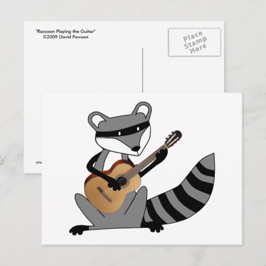 Raccoon die gitaar speelt briefkaart (Voorkant / Achterkant)
