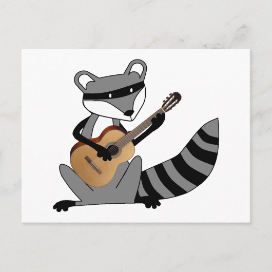 Raccoon die gitaar speelt briefkaart (Voorkant)