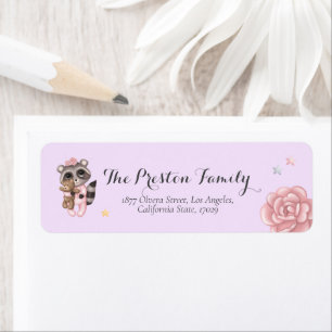 Raccoon Dier Meisje Baby shower Retouradres Etiket
