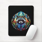 Raccoon Dierenportret Glas in lood Wildlife Art Muismat (Met muis)