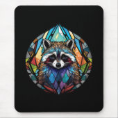 Raccoon Dierenportret Glas in lood Wildlife Art Muismat (Voorkant)
