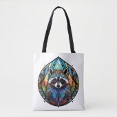 Raccoon Dierenportret Glas in lood Wildlife Art Tote Bag (Voorkant)