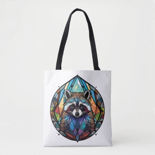 Raccoon Dierenportret Glas in lood Wildlife Art Tote Bag (Voorkant)