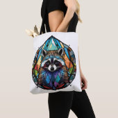 Raccoon Dierenportret Glas in lood Wildlife Art Tote Bag (Dichtbij)